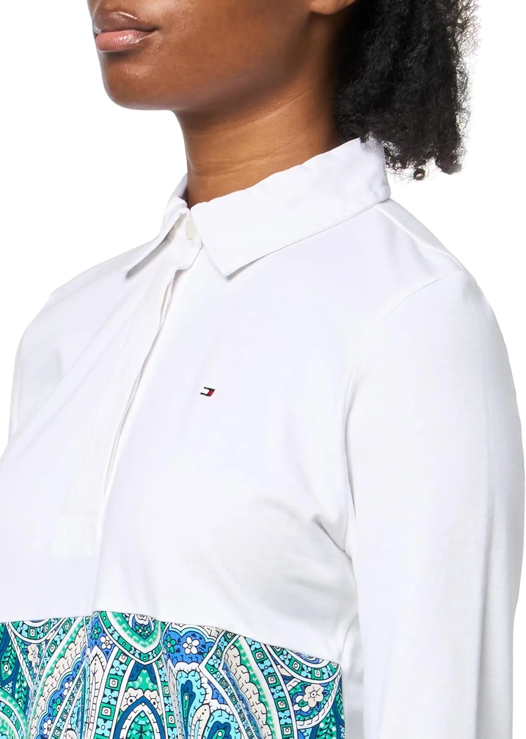 Tommy Hilfiger Women's Classic Paisley Detail Long Sleeve Polo