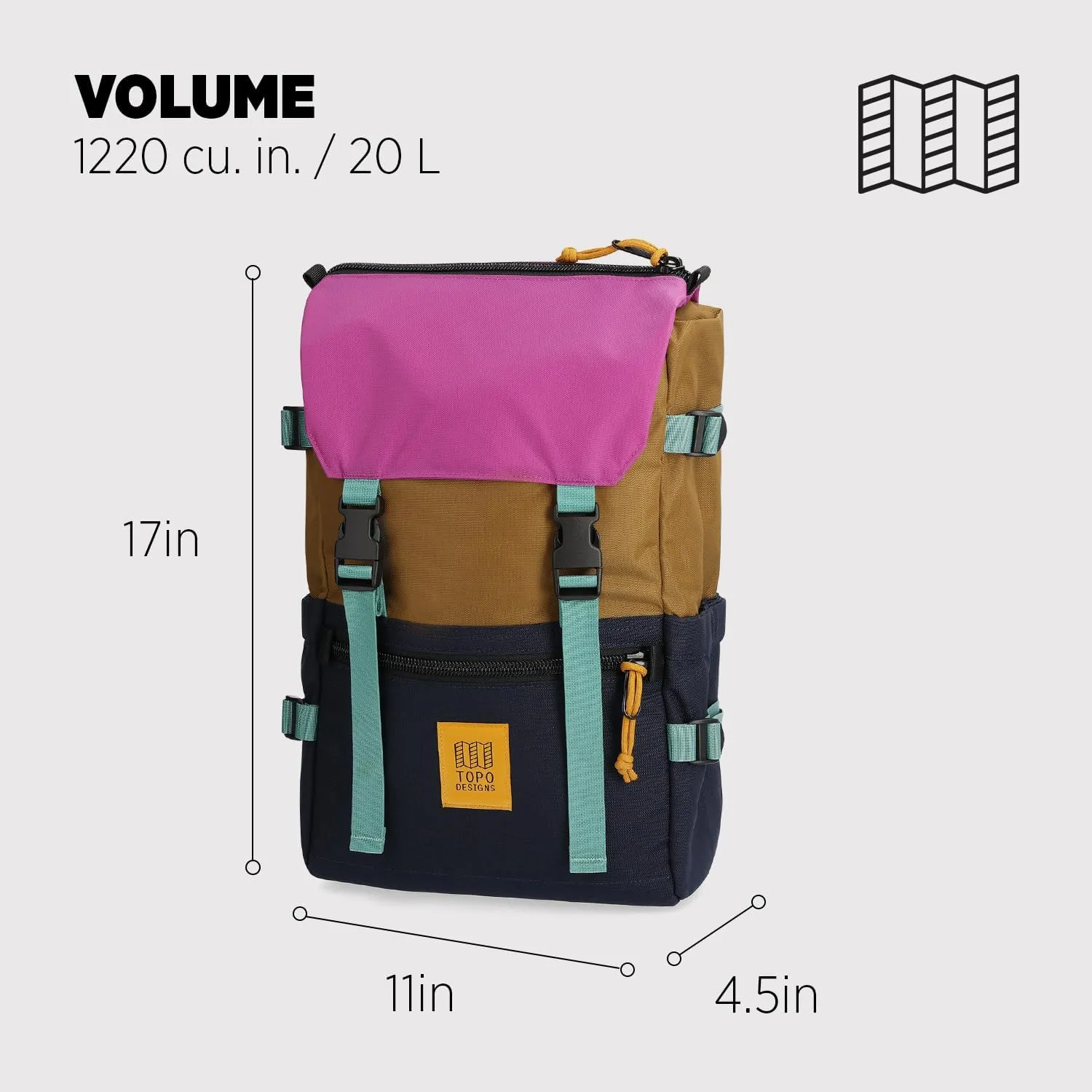 Topo Designs Rover Pack Classic, Dark Khaki/Navy, One Size