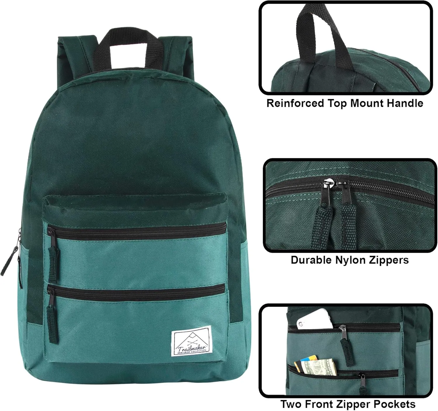 Trail maker Multi Pocket Multicolor Backpack with Adjustable Padded Straps