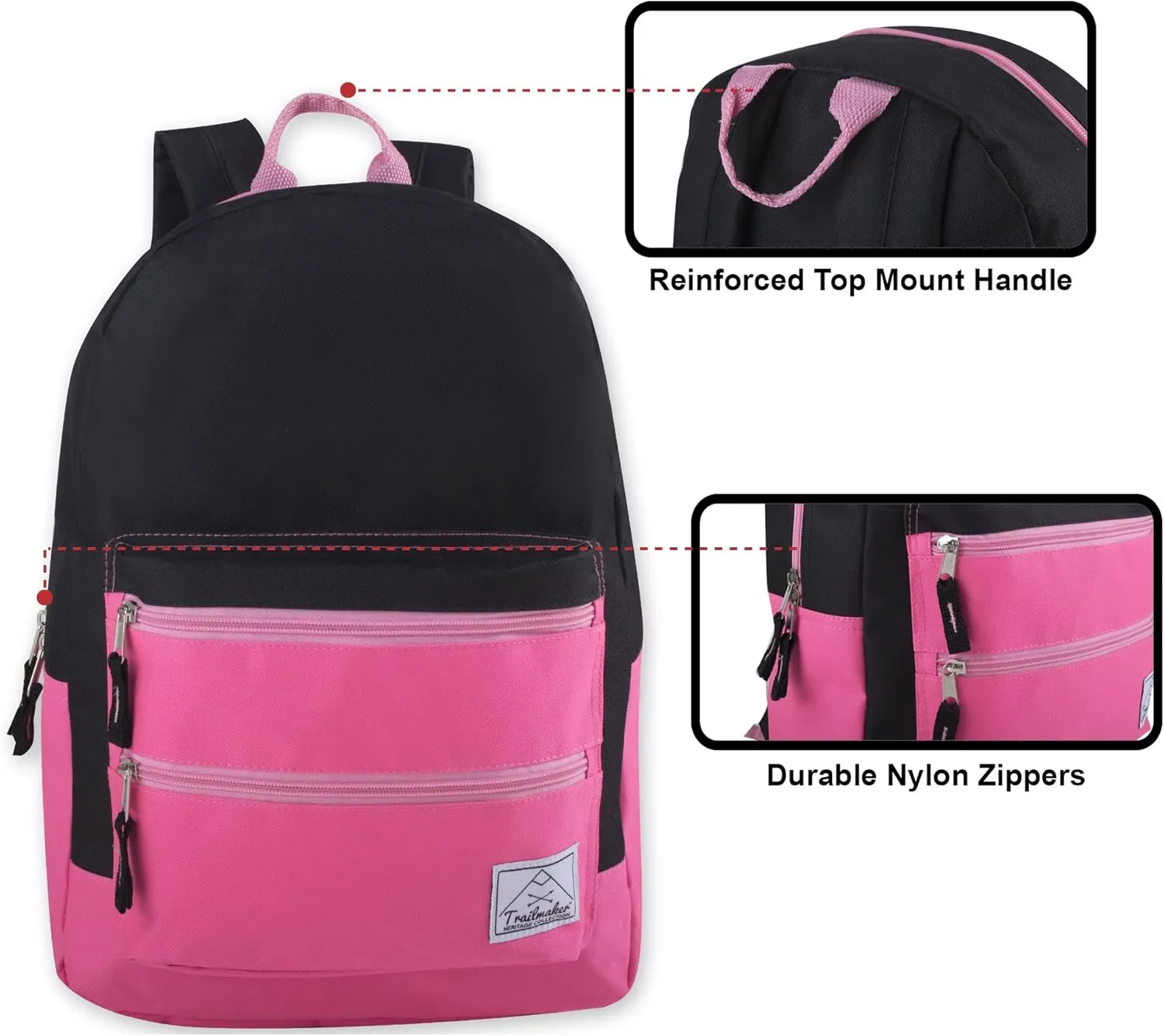 Trail maker Multi Pocket Multicolor Backpack with Adjustable Padded Straps