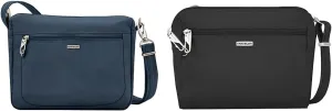 Travelon Women's Classic Anti-Theft Small East/West Crossbody Bag, Midnight, 10.5 x 8 x 2.5 & Women's Classic Convertible Crossbody & Waist Pack, Black, 8 x 7 x 2