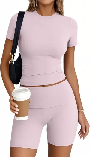 Trendy Queen Womens 2 Piece Workout Sets Short Matching Lounge Sets Summer Clothes Going Out Gym Outfits