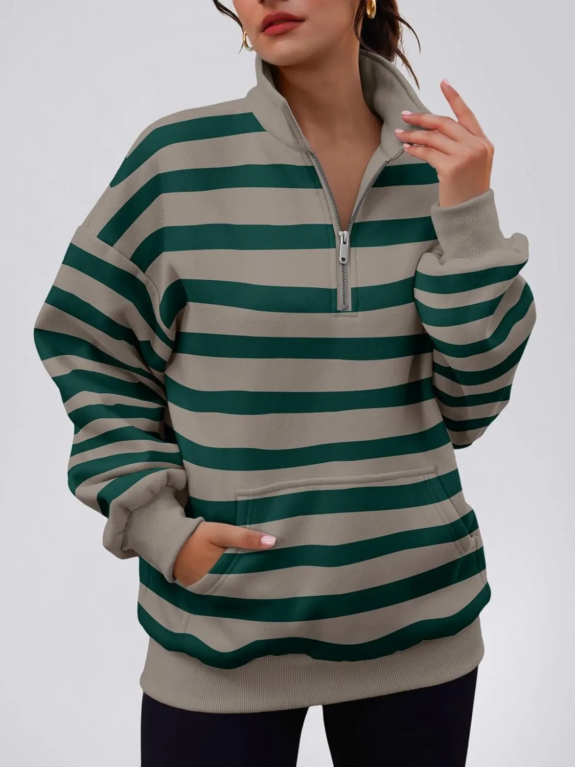 Trendy Queen Womens Zip Up Hoodies Oversized Sweatshirts Preppy Clothes Fall Teen Girls Outfits Fashion Crewneck Pullover