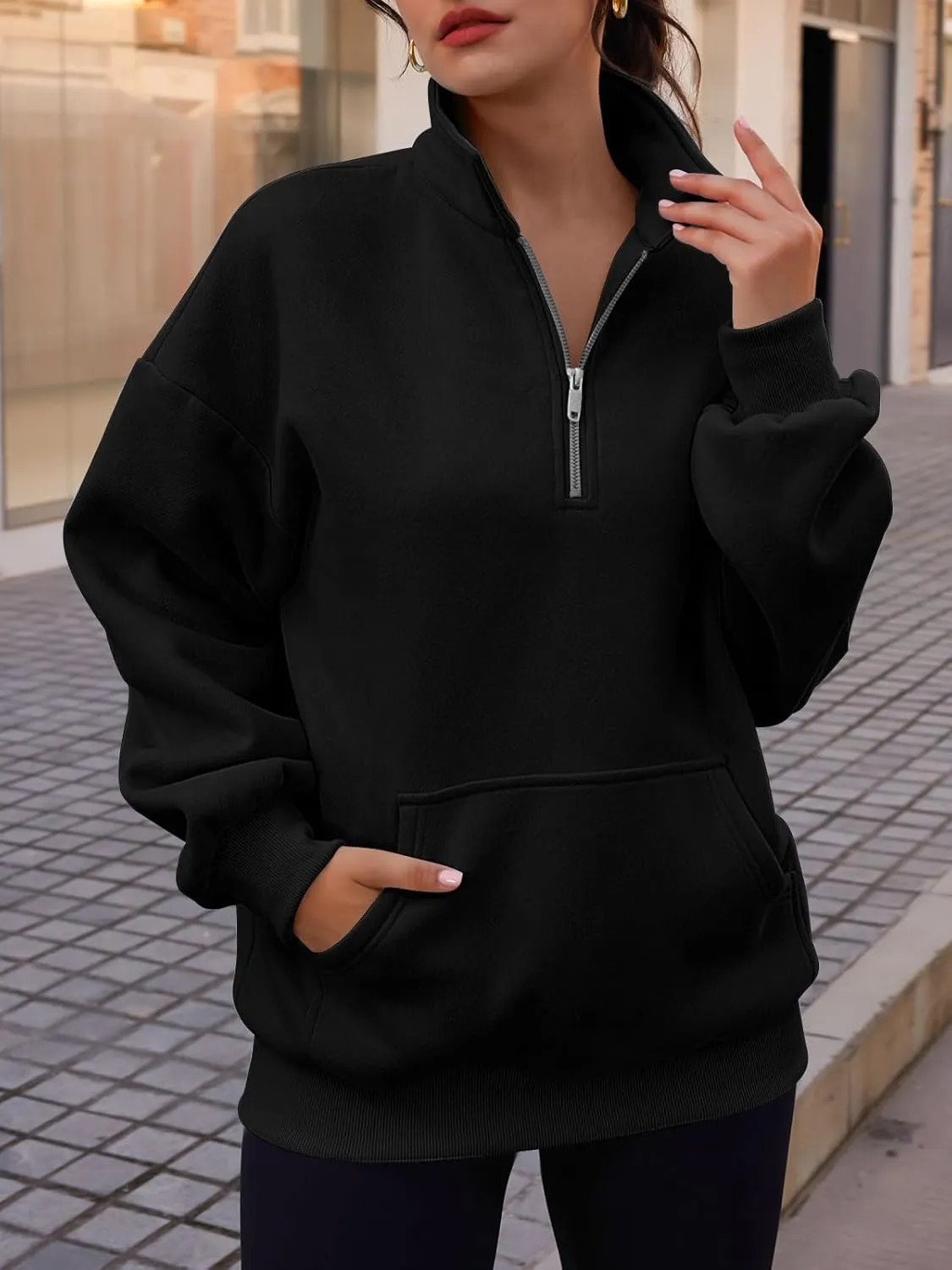 Trendy Queen Womens Zip Up Hoodies Oversized Sweatshirts Preppy Clothes Fall Teen Girls Outfits Fashion Crewneck Pullover