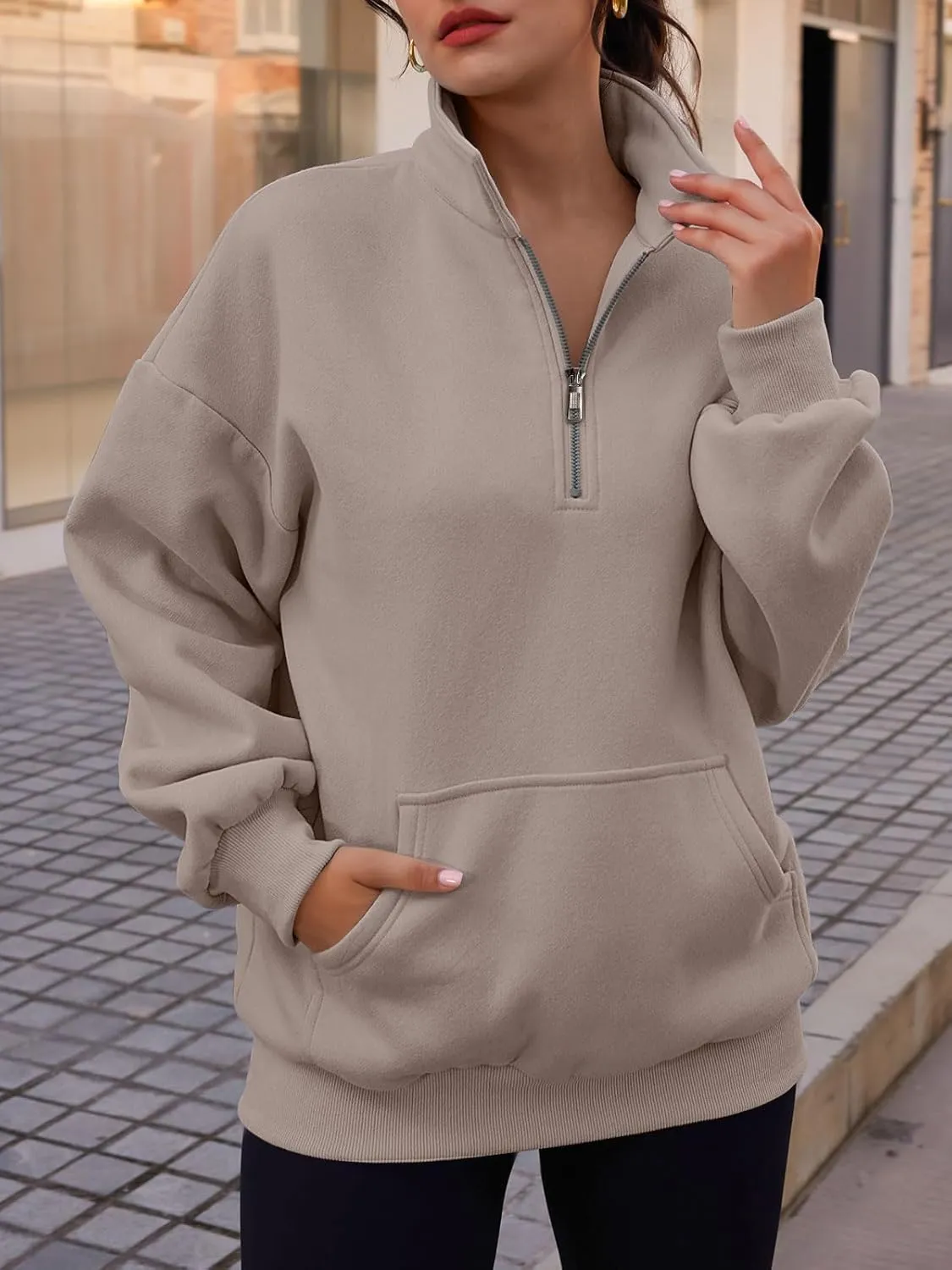 Trendy Queen Womens Zip Up Hoodies Oversized Sweatshirts Preppy Clothes Fall Teen Girls Outfits Fashion Crewneck Pullover