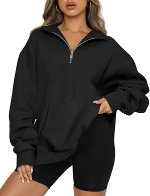 Trendy Queen Womens Zip Up Hoodies Oversized Sweatshirts Preppy Clothes Fall Teen Girls Outfits Fashion Crewneck Pullover
