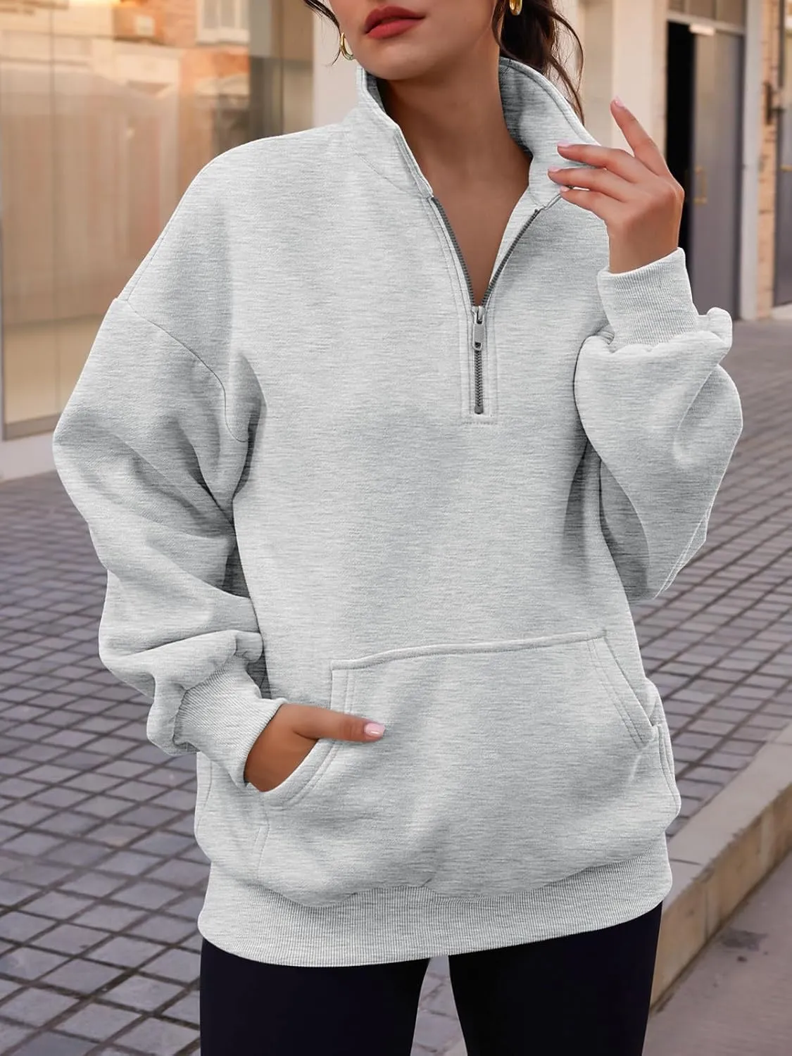 Trendy Queen Womens Zip Up Hoodies Oversized Sweatshirts Preppy Clothes Fall Teen Girls Outfits Fashion Crewneck Pullover