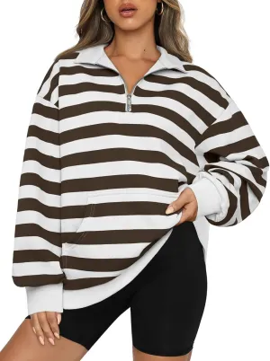 Trendy Queen Womens Zip Up Hoodies Oversized Sweatshirts Preppy Clothes Fall Teen Girls Outfits Fashion Crewneck Pullover