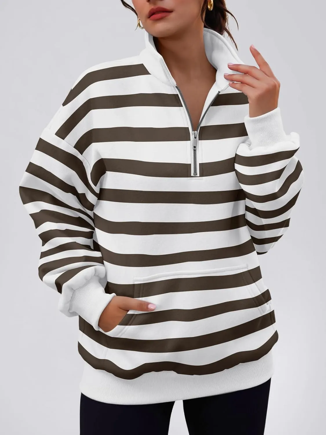 Trendy Queen Womens Zip Up Hoodies Oversized Sweatshirts Preppy Clothes Fall Teen Girls Outfits Fashion Crewneck Pullover
