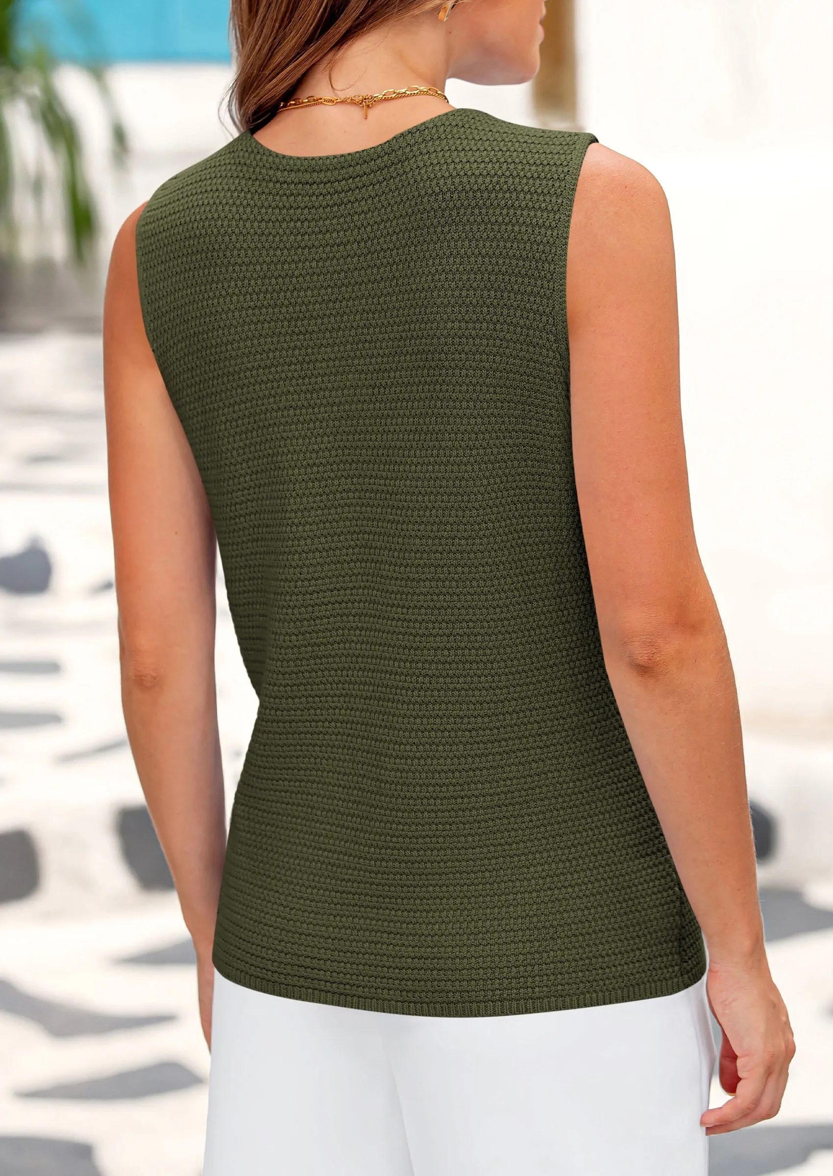 Trendy Sleeveless Tank Tops Knit Button Down Cardigan Waistcoat