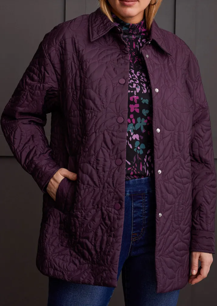 Tribal Quilted Snap Front Shacket-50% OFF