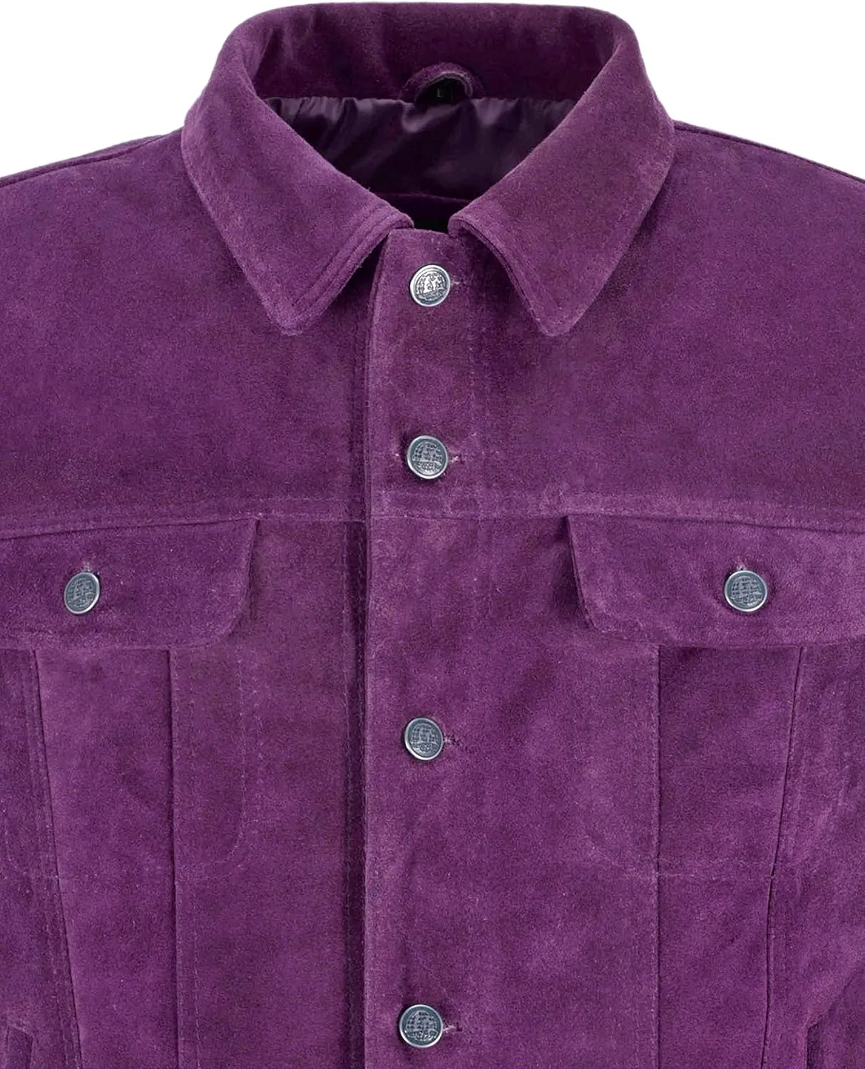 TRUCKER Mens Leather Jacket Purple SUEDE Classic REAL LEATHER JACKET 1280