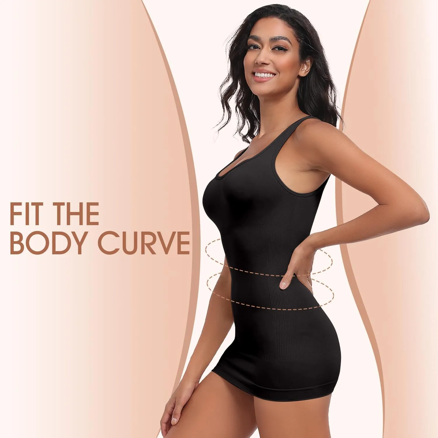 Tummy Control Shapewear for Women  Compression Body Shaper Workout Tank Tops Seamless Square Neck Slimming Camisole