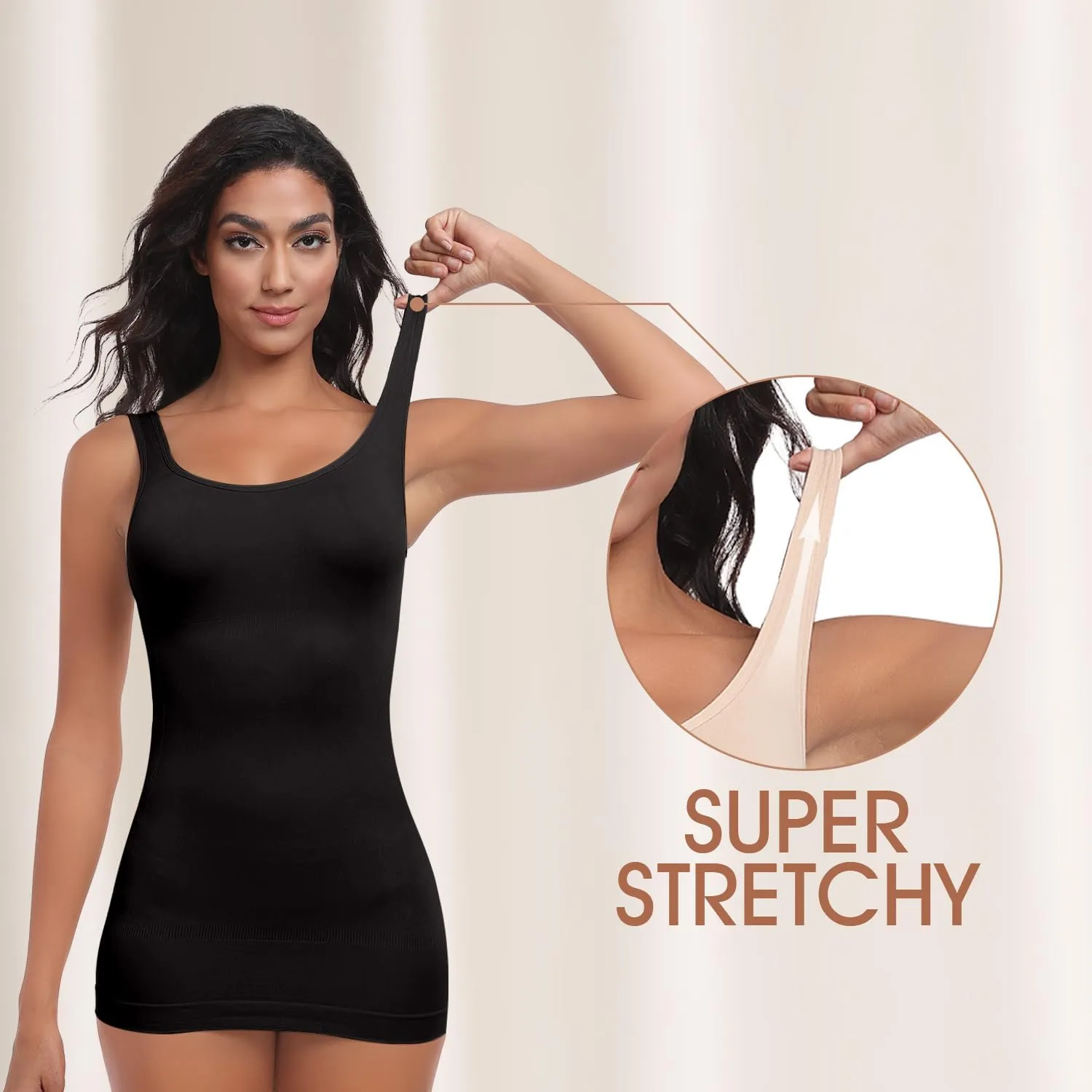 Tummy Control Shapewear for Women  Compression Body Shaper Workout Tank Tops Seamless Square Neck Slimming Camisole