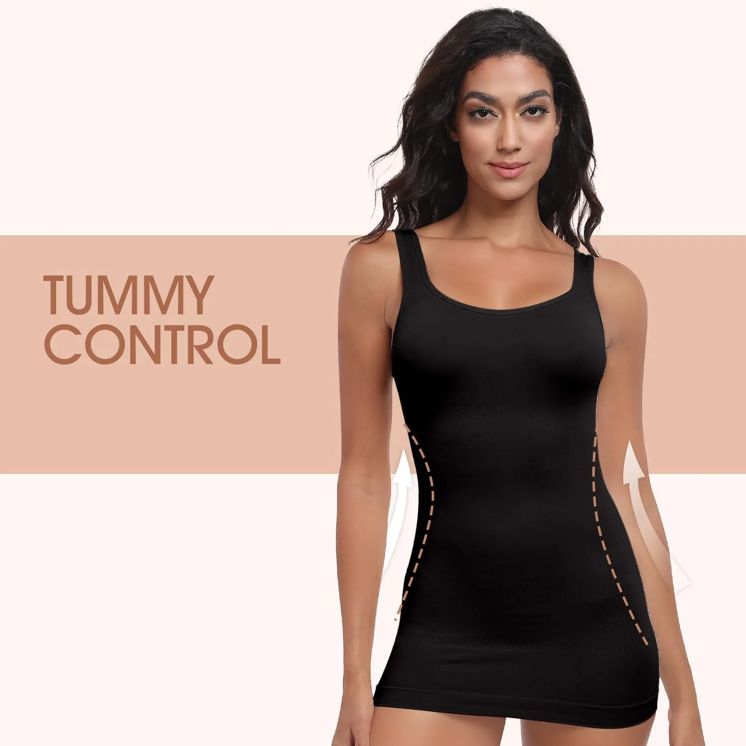Tummy Control Shapewear for Women  Compression Body Shaper Workout Tank Tops Seamless Square Neck Slimming Camisole