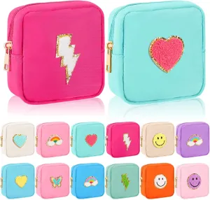 Umigy 12 Pcs Preppy Cosmetic Bags Graduation Gifts Nylon Mini Makeup Bags Bulk Waterproof Cute Travel Pouch Purse for Woman Girl Gifts DIY Daily Use Storage Organizer