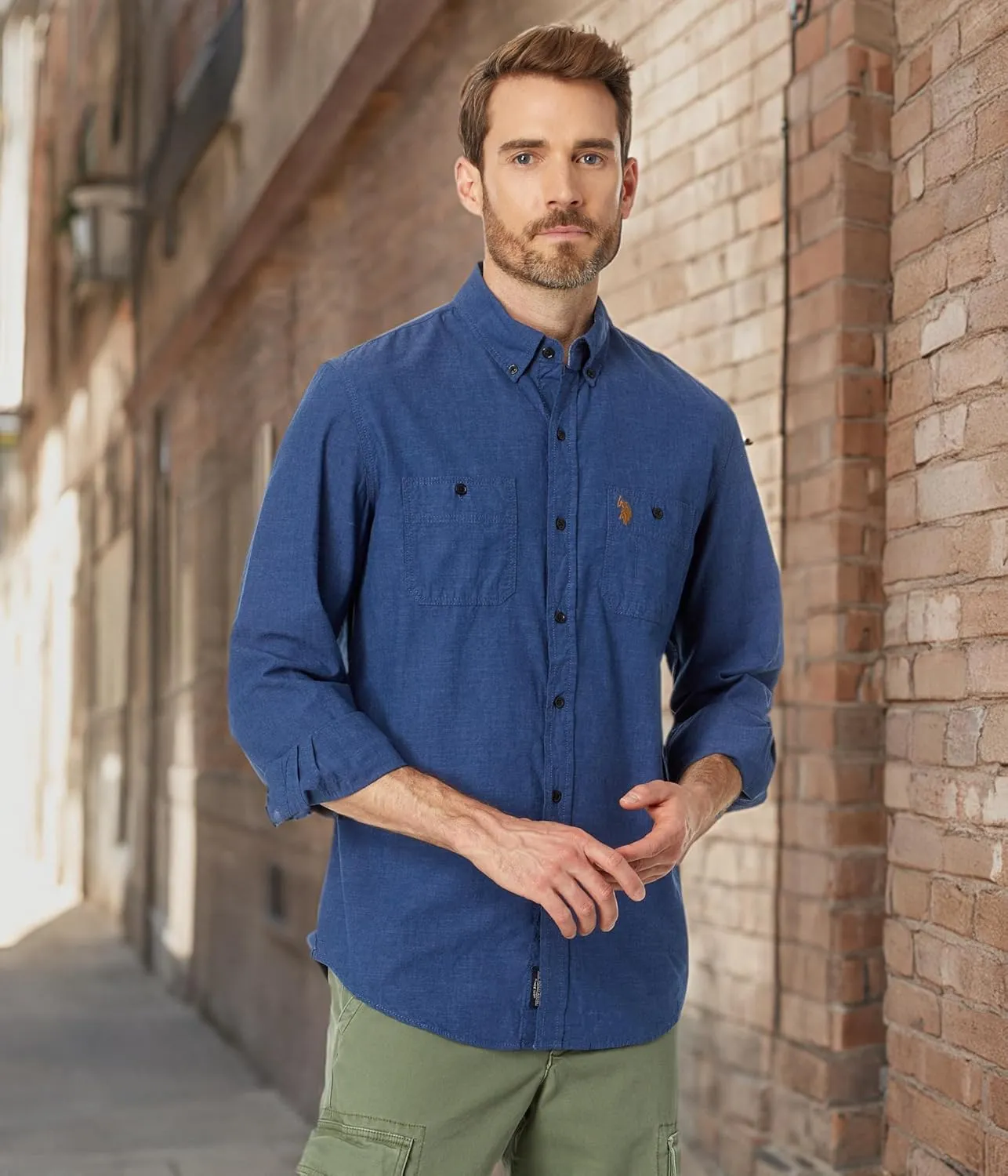 U.S. POLO ASSN. Long Sleeve Classic Canvas Button-Down Woven Shirt