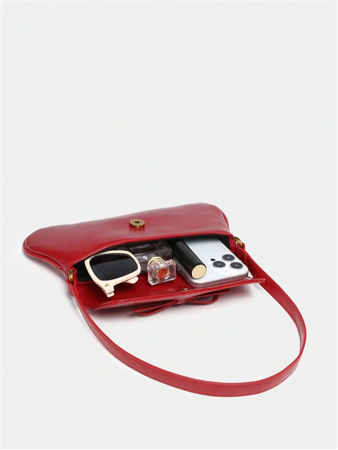 Verdusa Women's Y2K Coquette Bow Tie Vintage Shoulder Bags Lace PU Leather Kawaii Purse Handbag