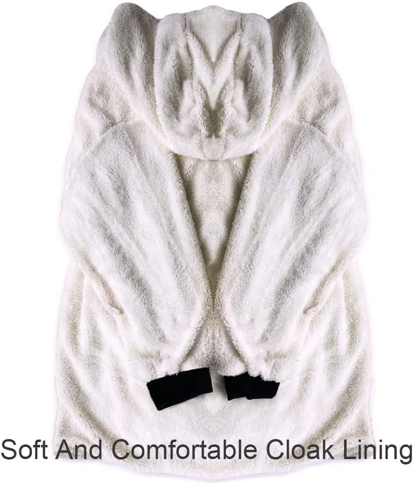 Viking Hooded Cloak for Men, Nordic Faux Cashmere Coat Winter Warm 3D Print Cosplay Jacket Bathrobe