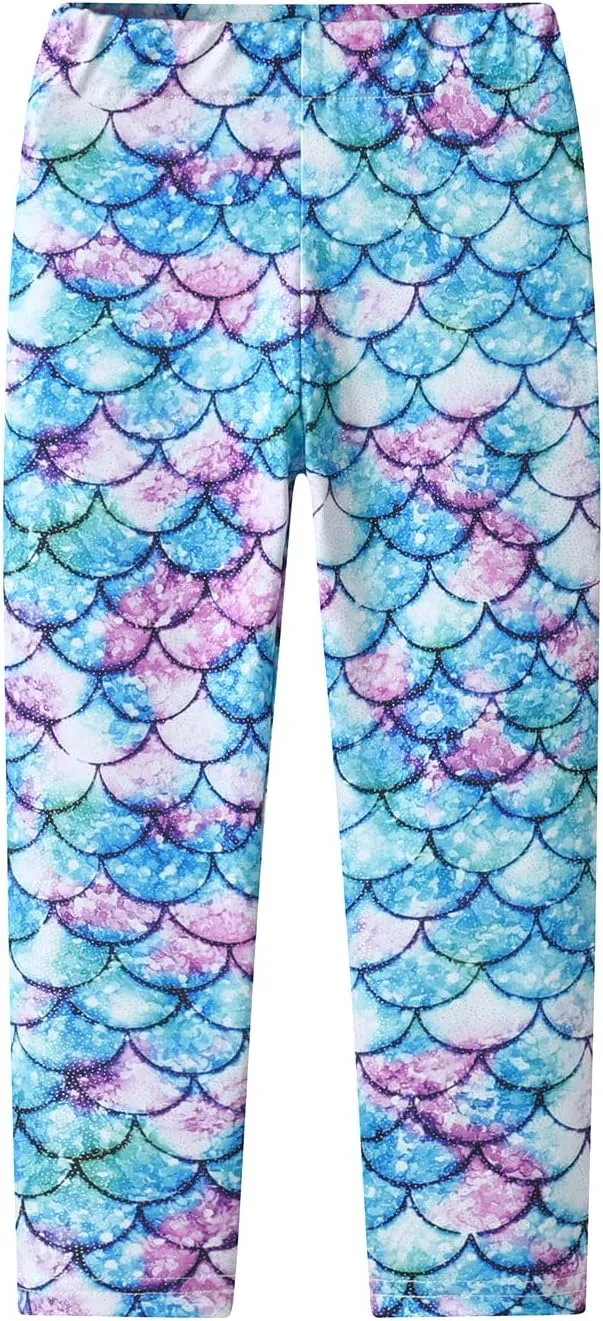 VIKITA Girls Soft Stretchy Leggings Sparkly Active Workout Pants for Toddler Kids Colorful Pattern Ages 2-12