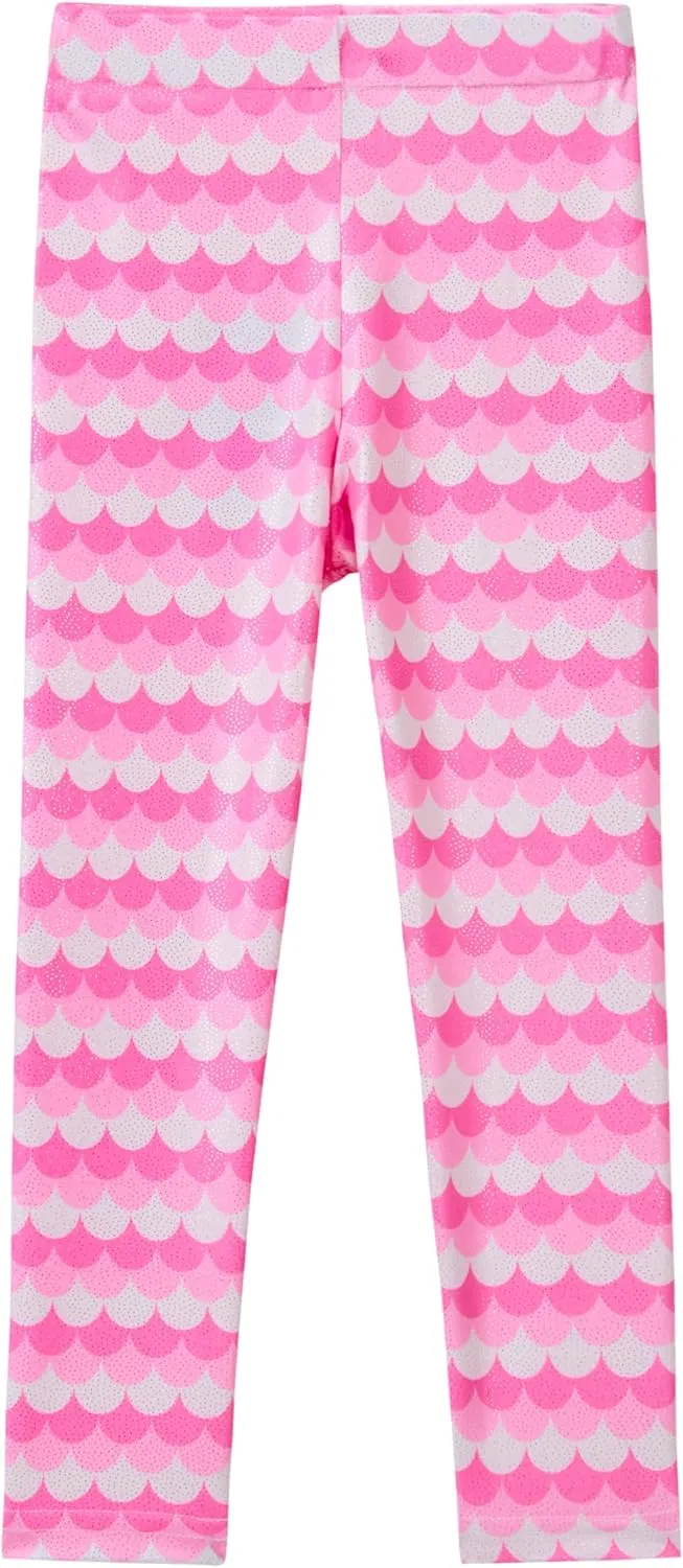 VIKITA Girls Soft Stretchy Leggings Sparkly Active Workout Pants for Toddler Kids Colorful Pattern Ages 2-12