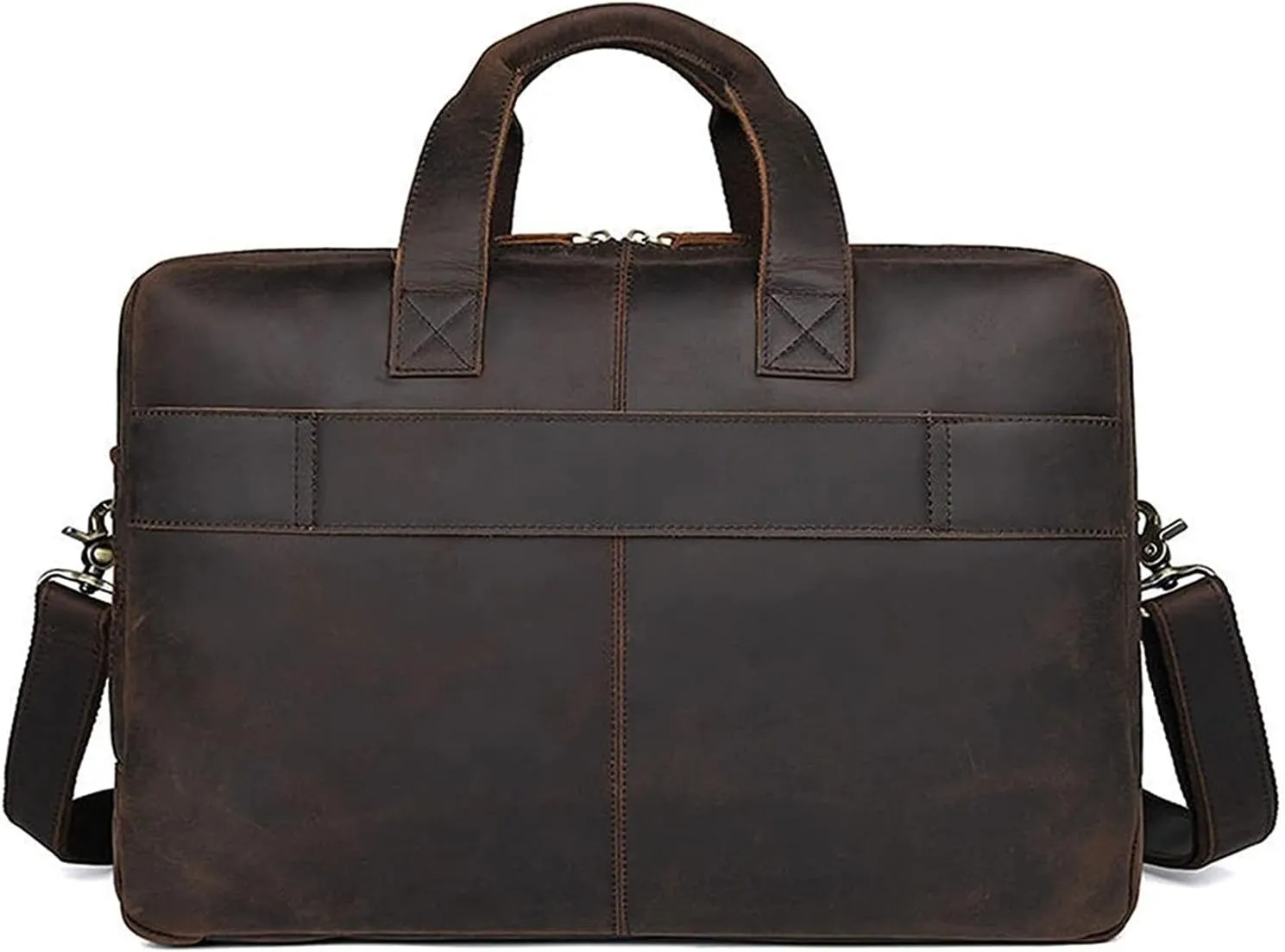 Vintage Leather Multi Pocket 17" Laptop Handbag Expandable Travel Briefcase Shoulder Messenger Bag