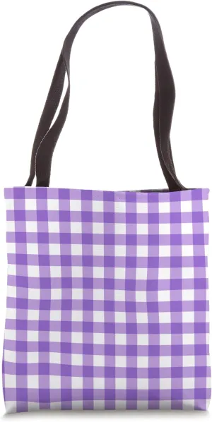 Violet Gingham Plaid Aesthetic Girly Preppy Vintage Cute Tote Bag