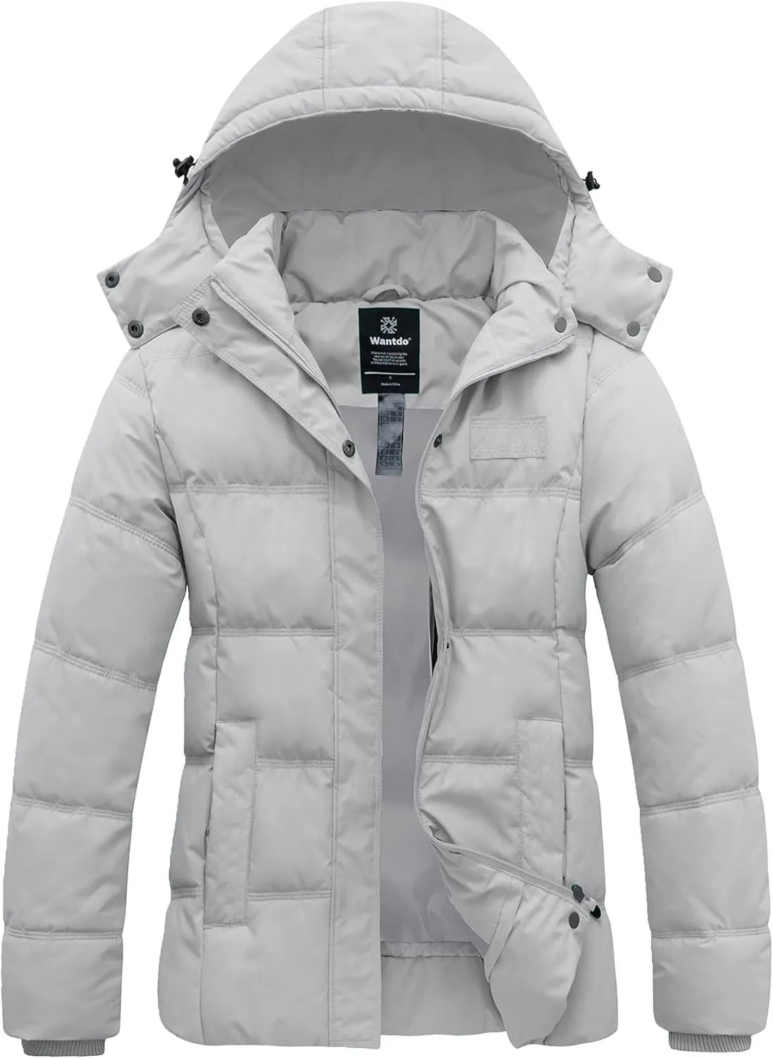Wantdo Women's Hooded Warm Winter Coat Quilted Thicken Puffer Jacket with Removable Hood