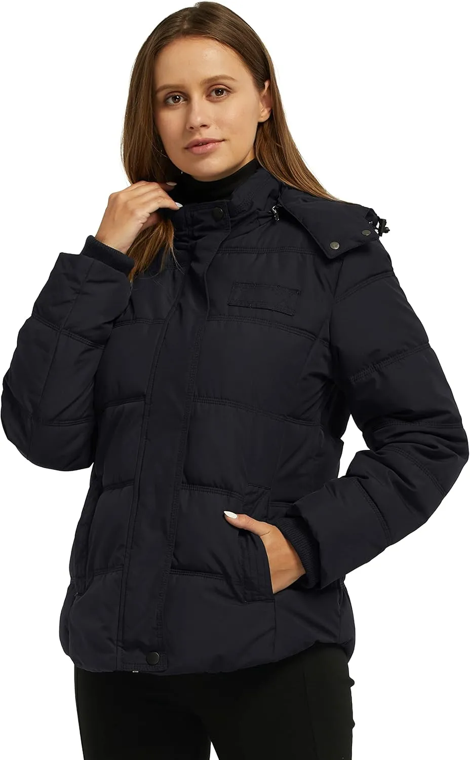 Wantdo Women's Hooded Warm Winter Coat Quilted Thicken Puffer Jacket with Removable Hood