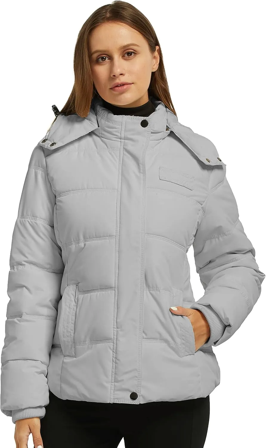 Wantdo Women's Hooded Warm Winter Coat Quilted Thicken Puffer Jacket with Removable Hood