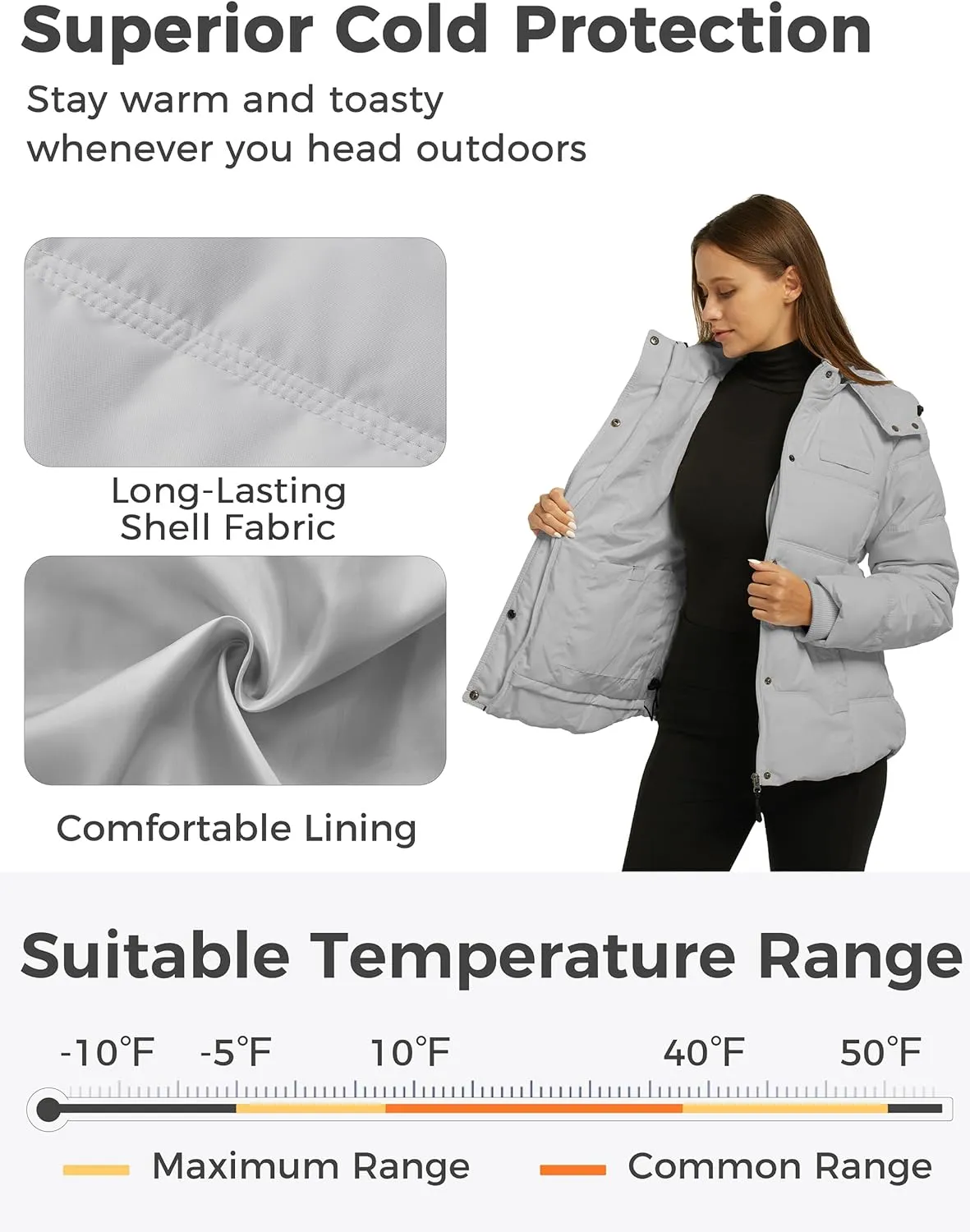 Wantdo Women's Hooded Warm Winter Coat Quilted Thicken Puffer Jacket with Removable Hood