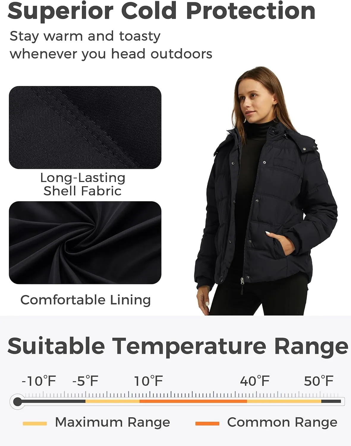 Wantdo Women's Hooded Warm Winter Coat Quilted Thicken Puffer Jacket with Removable Hood
