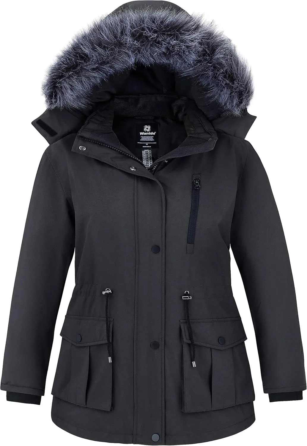 wantdo Women's Plus Size Winter Coat Waterproof Puffer Jacket Warm Thicken Parka with Removable Hood