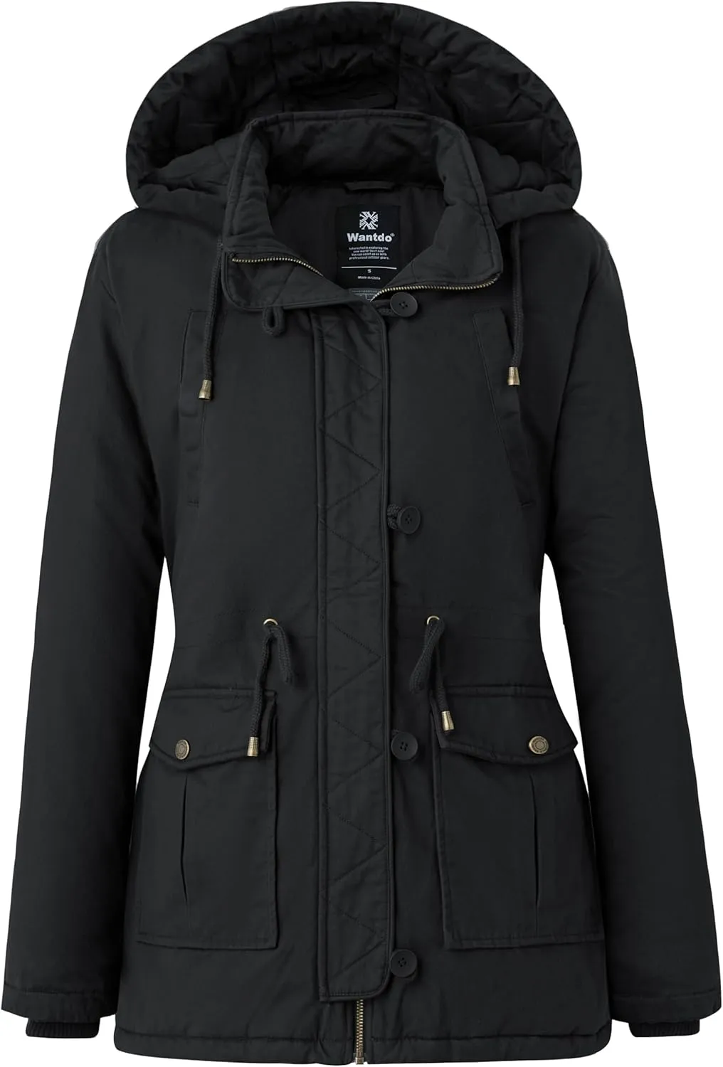 wantdo Women's Winter Thicken Puffer Coat Warm Fleece Lined Parka Jacket with Fur Hood