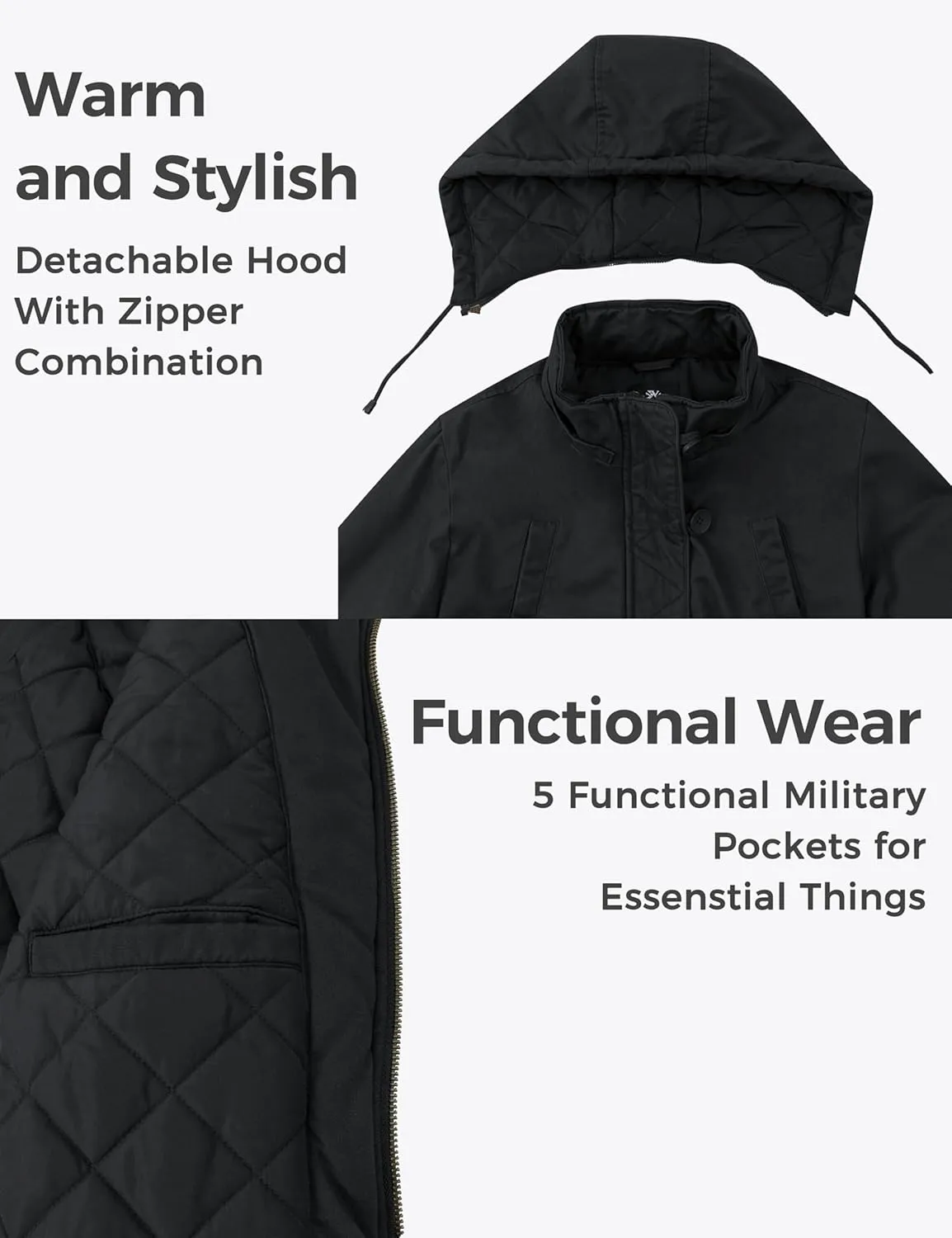 wantdo Women's Winter Thicken Puffer Coat Warm Fleece Lined Parka Jacket with Fur Hood