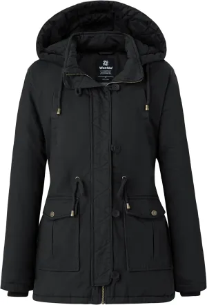 wantdo Women's Winter Thicken Puffer Coat Warm Fleece Lined Parka Jacket with Fur Hood