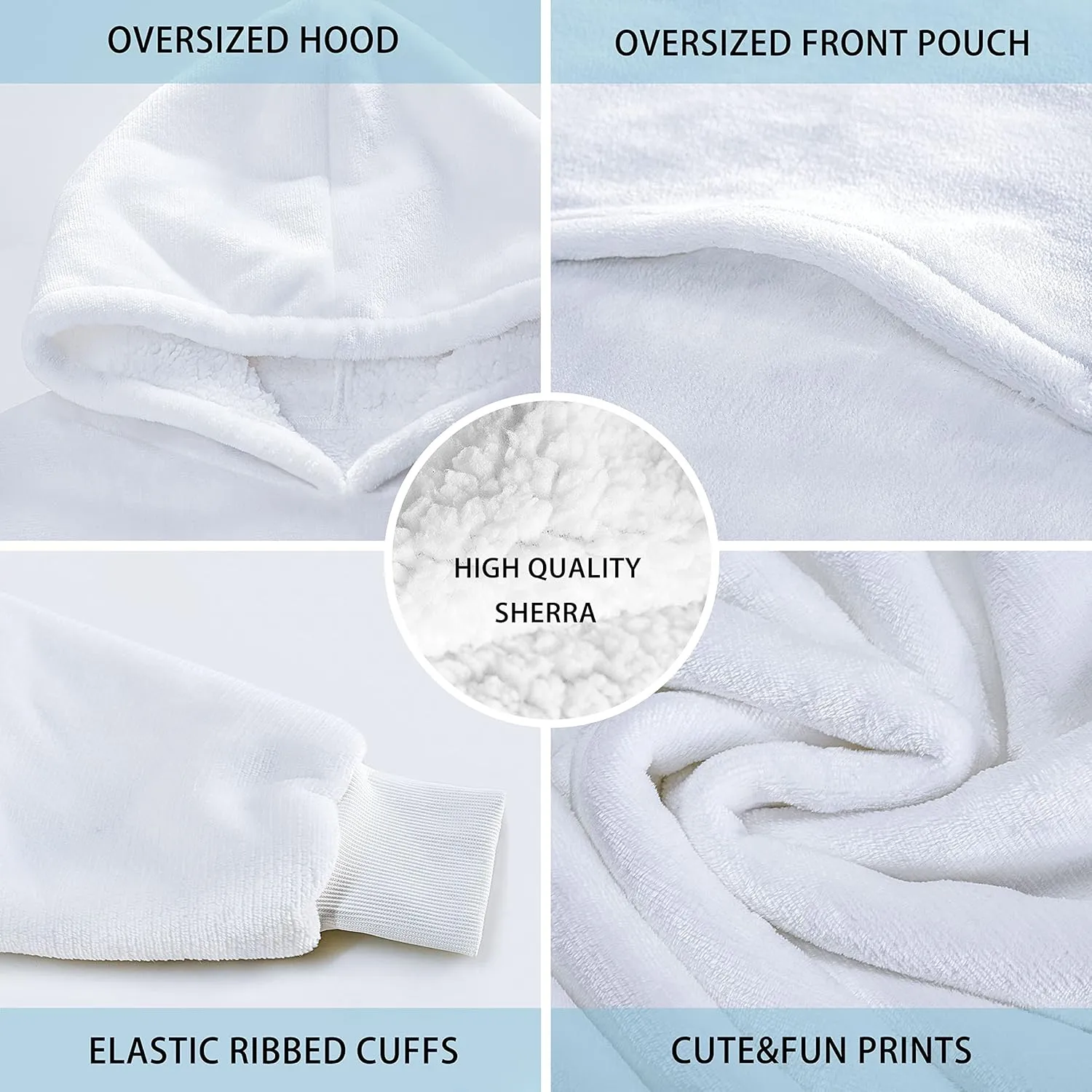 Wearable Oversized Blanket,Sherpa Blanket Hoodie with Super Pockets,Super Warm Fuzzy Pullover for Women & Men