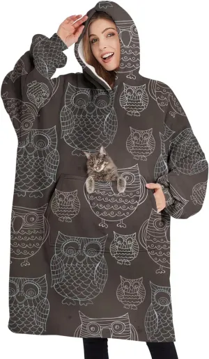 Wearable Oversized Blanket,Sherpa Blanket Hoodie with Super Pockets,Super Warm Fuzzy Pullover for Women & Men