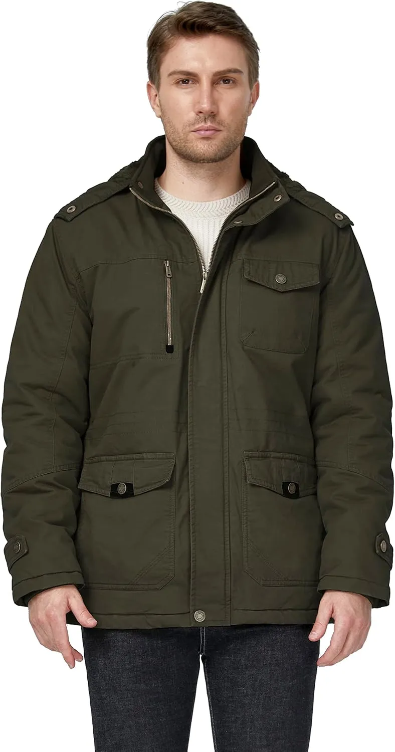 WenVen Men's Winter Thicken Cotton Parka Jacket Warm Coat with Removable Hood