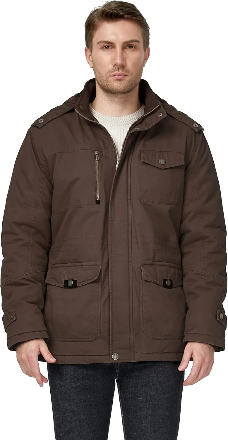 WenVen Men's Winter Thicken Cotton Parka Jacket Warm Coat with Removable Hood