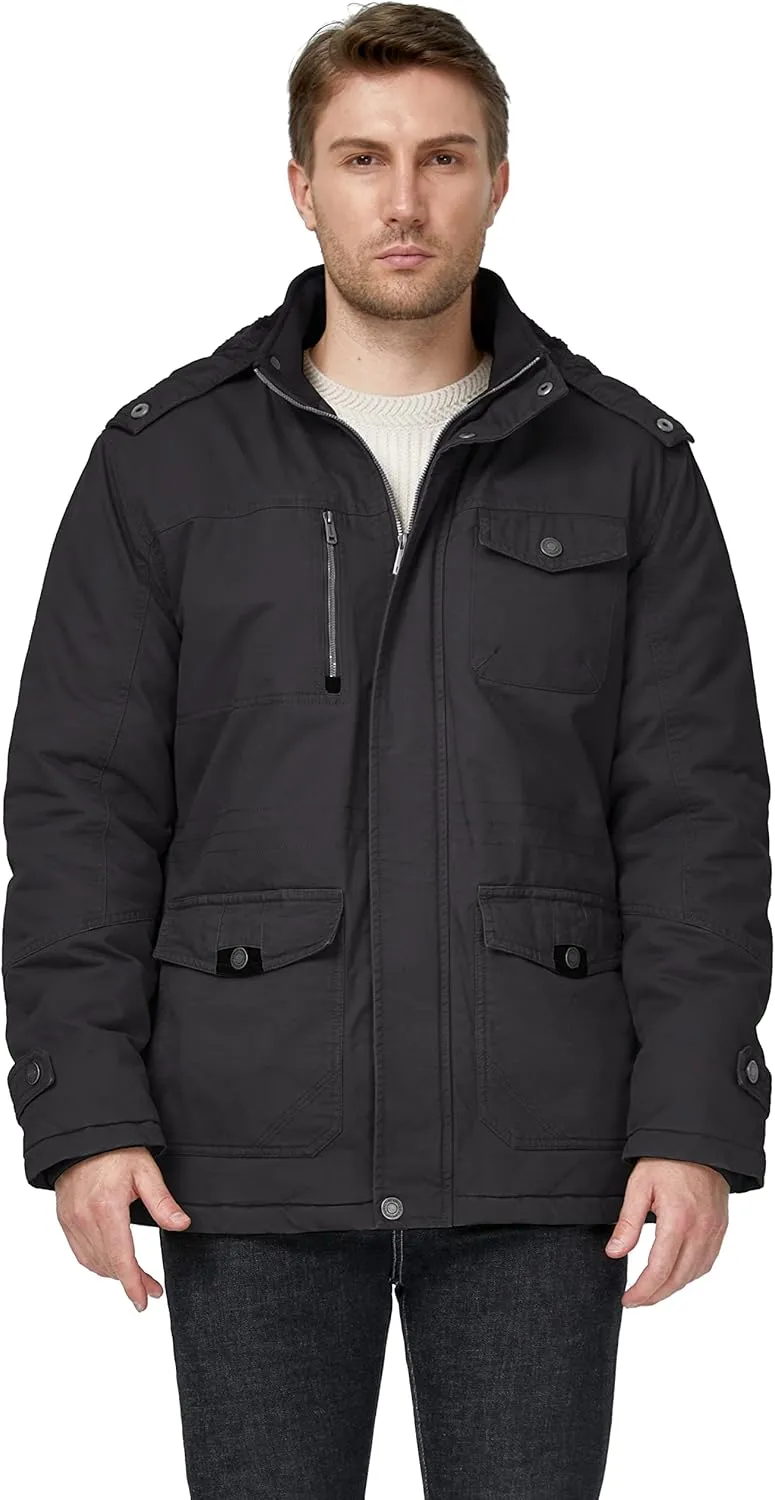 WenVen Men's Winter Thicken Cotton Parka Jacket Warm Coat with Removable Hood