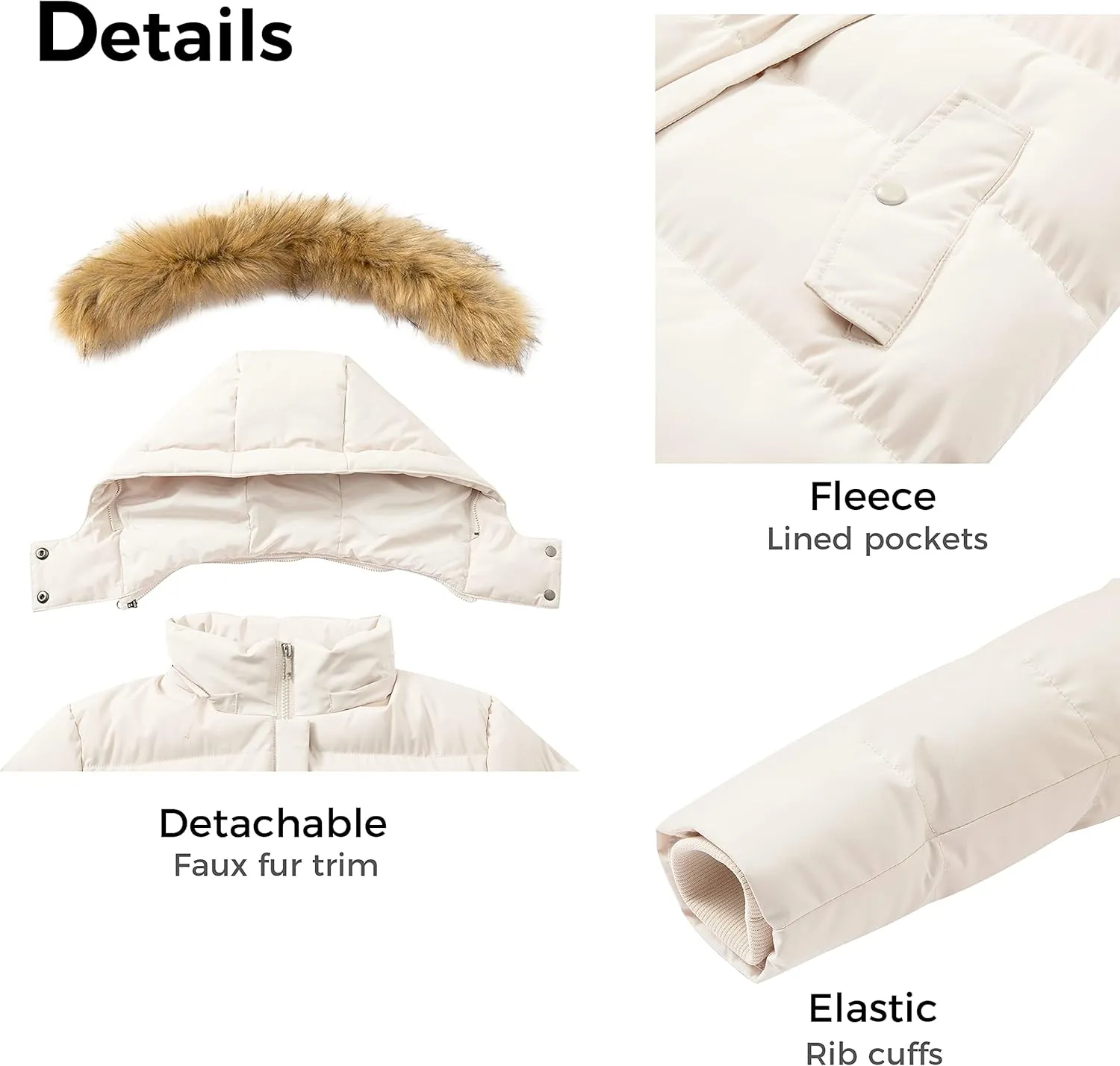 WenVen Women's Winter Thicken Puffer Coat Warm Jacket with Faux Fur Removable Hood