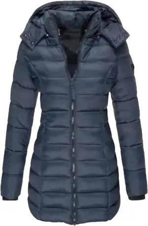 Winter Cotton Padded Jacket Women Autumn Outwear Zipper Long Sleeve Warm Pockets Hoodie Lightweight Coat