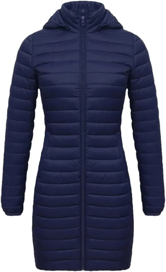 Winter Women Loose Long Parka Coat With Detachable Hood Soild Portable Warm Padded Cotton Outwear