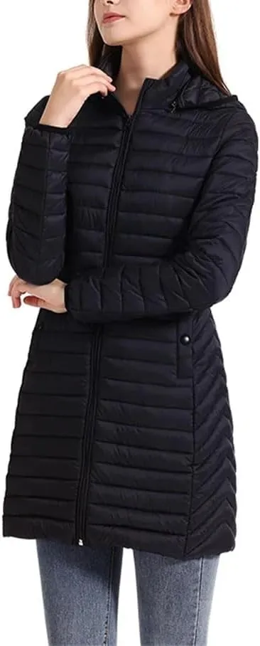 Winter Women Loose Long Parka Coat With Detachable Hood Soild Portable Warm Padded Cotton Outwear