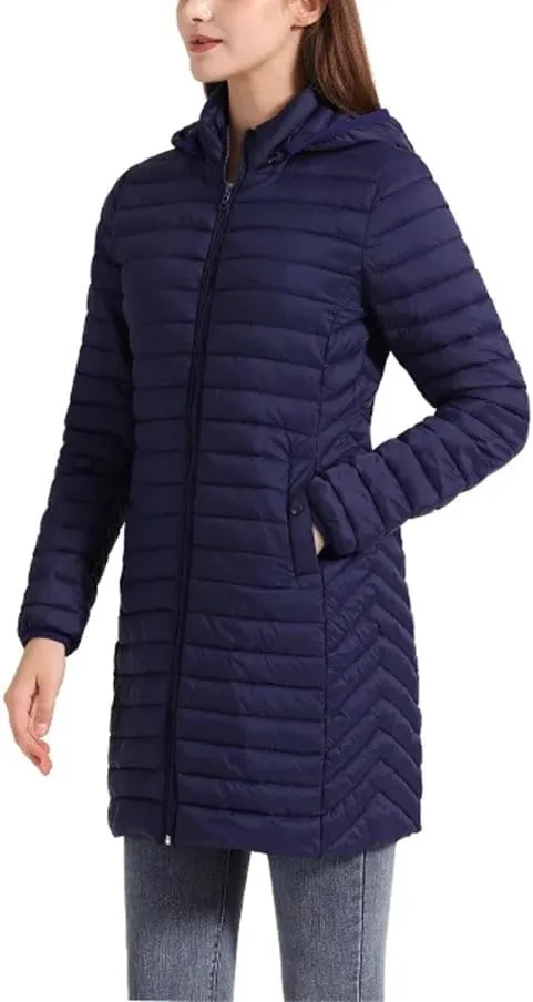 Winter Women Loose Long Parka Coat With Detachable Hood Soild Portable Warm Padded Cotton Outwear