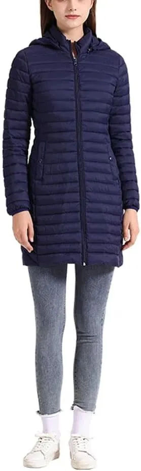 Winter Women Loose Long Parka Coat With Detachable Hood Soild Portable Warm Padded Cotton Outwear