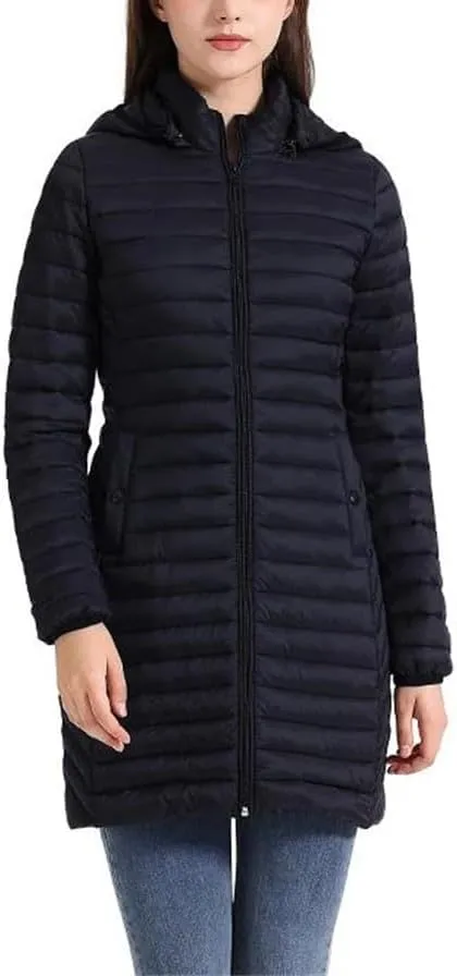 Winter Women Loose Long Parka Coat With Detachable Hood Soild Portable Warm Padded Cotton Outwear