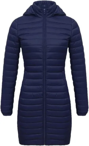 Winter Women Loose Long Parka Coat With Detachable Hood Soild Portable Warm Padded Cotton Outwear