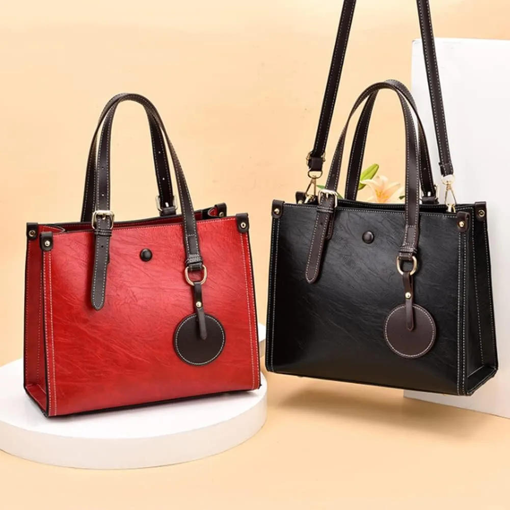 Women Fashion Handbag Leather Tote Shoulder Bag Multi-pocket Satchel Purse